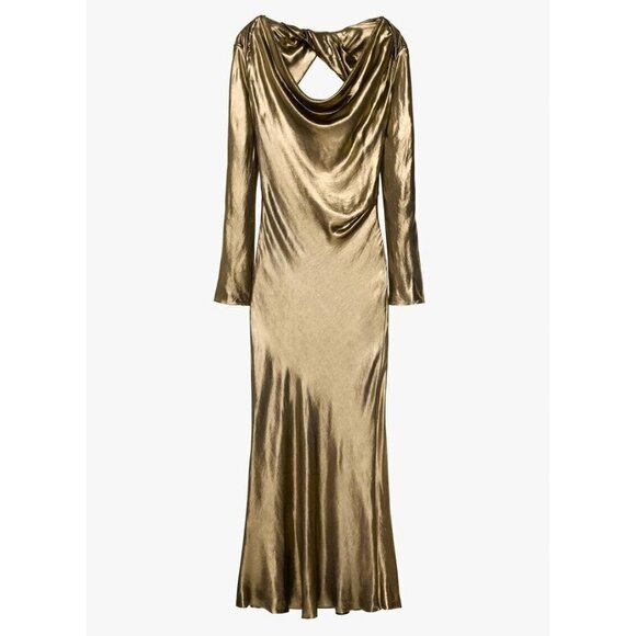 NWT Zara Collection 14 Season  A/W 2023 Metallic Bias Cut Long Sleeve Dress M - Picture 1 of 5